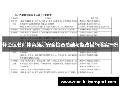 怀柔区节前体育场所安全检查总结与整改措施落实情况